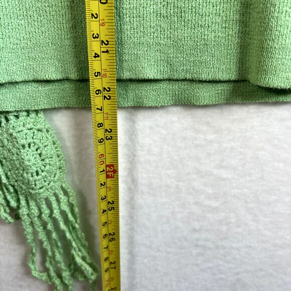Sag Harbor 3/4 Sleeve Sweater Spring Green Fairy Cottage Crochet Belt Sz PS EUC - Picture 4 of 7